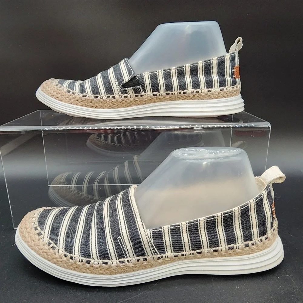 Cole Haan 8B Blue White Striped Espadrille Grand Slip On Loafer Coastal Preppy